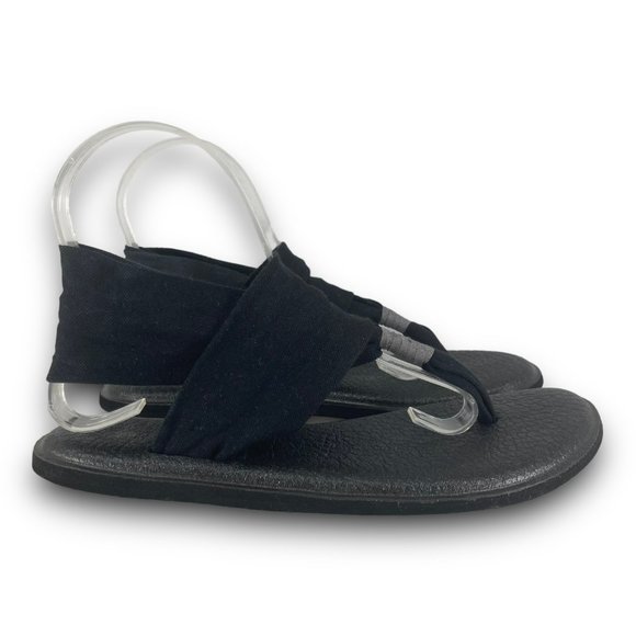 Sanuk Yoga Sling 2 Comfort Thong Sandals SWS10001 Slip On Triple Black Women 7 - Picture 1 of 9